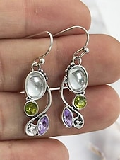 Недорогие Женская серьга-Женские серьги-подвески из лунного камня с винтажным серебряным дизайном, элегантные украшения в стиле бохо для вечеринок, свадеб и повседневной носки