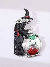 halpa Halloween-asusteet-Naisten halloween-noitakattilarintaneula emalikuviolla, juhlava pukukoruasuste juhla- ja loma-asuihin