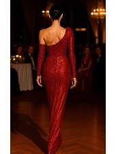 رخيصةأون فساتين سهرة حورية-حورية البحر طول الأرض فساتين حفلة موسيقية فساتين السهرة منفوش الزي الرسمي أنيق عتيق كم طويل كتف واحد رسمي زفاف مترتر V العودة مع شادر زهرة