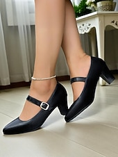 economico Scarpe Mary Jane-décolleté Mary Jane nere classiche da donna anni '50 con cinturino alla caviglia, eleganti scarpe con tacco a blocco per ufficio, feste e uso quotidiano