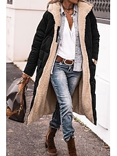 ieftine Parka casual-Pentru femei Palton de iarnă Geaca matlasata Rezistent la Vânt Cald Buzunar Deschis frontal Epocă Zilnic Casual Simplu Cadouri de Crăciun Vacanță Casual Zilnic Deschis frontal Lung Capișon Fit regulat