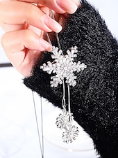 Χαμηλού Κόστους Χριστουγεννιάτικα αξεσουάρ-Γυναικείο κολιέ με κρεμαστό κόσμημα σε σχήμα χιονονιφάδας – κομψό κόσμημα με μακριά αλυσίδα και κρυστάλλινες λεπτομέρειες για κυρίες, χειμερινή μόδα και χριστουγεννιάτικο δώρο