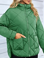 baratos Casacos de penas-Mulheres Casaco de inverno Casaco com capuz Manter Quente Confortável Zíper Bolsos Hem irregular Casual Tecido Férias Casual Roupa Diária Final de semana Longo Com Capuz Normal Manga Longa agasalhos