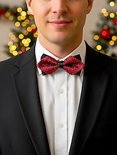 billiga Jultillbehör-Julfluga för herrar med geometriskt mönster, justerbar, förknuten formell smokingaccessoar, flera färgalternativ för högtidsfester och presenter