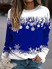 levne Vánoční mikina-Vánoční dámský pulovr s kapucí grafický módní casual dlouhý rukáv kulatý výstřih běžné vršky městský denní oděv casual potisk travnatě zelená víno tmavě modrá jaro podzim