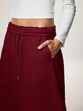 abordables jambe large et taille haute-Femmes Joggings Jambe large Chinos Mode Streetwear Occasionnel Longueur complète Taille haute Uni Ceinture Élastique Confortable Doux Élastique Extérieur Rue Gris clair Noir Blanche Rouge Ét