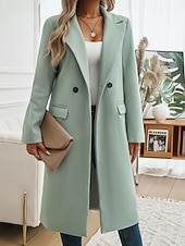 halpa Trench Coats-Naisten Trenssitakki Mukava Hengittävä Tasku Napit Vapaa-aika Tavallinen Loma Katu Kausaliteetti Arki-asut Yksirivinen Pitkä Sänkyjen avaus Normaali Pitkähihainen Päällysvaatteet Ruskea Apila Tumman