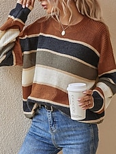 cheap Graphic Patterns &amp; Details-Women&#039;s Blouse Floral Stylish Casual Long Sleeve Crew Neck Regular Tops Daily Patchwork Sage Green Black Brown Apricot Spring Fall Winter