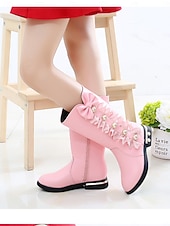 voordelige Kinderlaarzen-Rode kniehoge laarzen voor meisjes met strik en kantversiering - elegante schoenen met parelknoop voor kerstfeestjes voor kinderen, vakantie-outfits