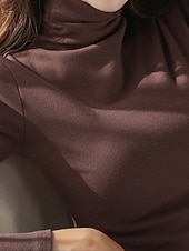 economico Top Semplici da Donna-Per donna Blusa Tinta unica Elegante Essenziale Casual Manica Lunga Dolcevita Top Regolari Quotidiano Nero Bianco Rosa Rosso Marrone Primavera Autunno Inverno