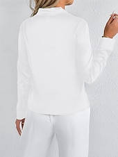 economico Top eleganti-Per donna Camicia Camicia in raso Tinta unica Elegante Casual Manica Lunga Scollo a V Top Regolari Quotidiano Uscire Nodo frontale Nero Bianco Primavera Autunno