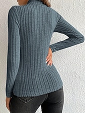 olcso Egyszerű póló-Női Blúz Fodrozott Tömör szín Stílusos Alkalmi Hosszú ujj Magasnyakú Normál felsők Napi Fekete Égszínkék Poros kék Khakizöld Szürke Tavasz Ősz Tél