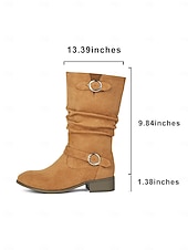 ieftine Cizme Slouch-Ghete largi pentru femei cu barete cu cataramă până la jumătatea gambei – ghete de iarnă în stil vintage din piele întoarsă pentru ținute casual și modă de toamnă