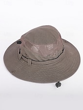 tanie Czapki męskie-Męski kapelusz safari z ochroną przeciwsłoneczną – oddychający, siateczkowy kapelusz wędkarski z szerokim rondem i paskiem pod brodą, idealny na piesze wędrówki, kemping i podróże