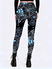 economico Stampa 3D Blu-Per donna Leggings Vacanza Vintage Moda Lunghezza intera Vita Alta Floreale Grafico Stampa Morbido Traspirante Elasticizzato Quotidiano Vacanza Streetwear Blu Autunno Inverno Vestibilità aderente