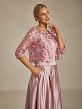 levne Bundy-Dámské krajkové topy, bunda, květinový vzor, elegantní, párty, kulatý výstřih, crop topy, svatební, host, večírek, večerní oblečení, krajka, vyšívaná, světle růžová, léto, jaro, podzim