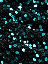 billige festkjole-velur paljett puffermer glitrende elegant maxikjole