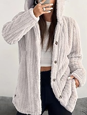 Жен. Куртка с капюшоном Сохраняет тепло Удобный Карман Пуговицы На каждый день Полотняное плетение Отпуск Для улицы Повседневные На каждый день Однобортный крой Обычная Капюшон Стандартный Недорогие Куртки с флисовой подкладкой-Жен. Куртка с капюшоном Сохраняет тепло Удобный Карман Пуговицы На каждый день Полотняное плетение Отпуск Для улицы Повседневные На каждый день Однобортный крой Обычная Капюшон Стандартный