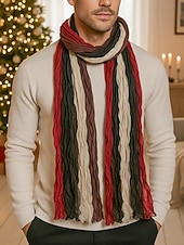 economico Accessori di Natale-sciarpa plissettata multicolore da uomo: morbida ed elegante, perfetta per la moda invernale e come regalo di Natale