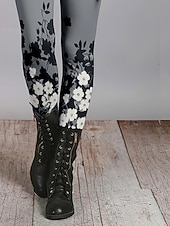 abordables -Mujer pantalones Polainas Leggings cómodos Vacaciones Vintage Ropa de calle Hasta el Tobillo Cintura Media Graphic Flor Cintura elástica Estampado Confortable Al Aire Libre Cómodo Alta elasticidad