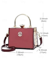 Women's Burgundy Patent Leather Evening Handbag with Gold Handle, Vintage Gatsby Style Purse for Cocktail Parties, Weddings and Formal Events cheap Clutches & Evening Bags-Women's Burgundy Patent Leather Evening Handbag with Gold Handle, Vintage Gatsby Style Purse for Cocktail Parties, Weddings and Formal Events