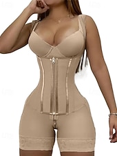 cheap Corsets-Women's Corset Shapewear Waist Cincher Shapewear Onesie Sexy Corset Fashion Sexy Pure Color Zipper Vacation Street Date Sleeveless U Neck Black Pink Purple Beige Spring Fall Tailored Fit
