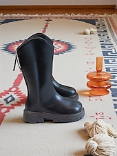 abordables Bottes enfants-Chaussures de costume de pop star inspirées des idoles coréennes, bottes hautes en similicuir blanc pour filles avec fermeture éclair latérale et semelle épaisse pour spectacles de danse et tenues