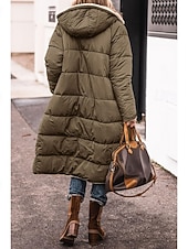 ieftine Parka casual-Pentru femei Palton de iarnă Geaca matlasata Rezistent la Vânt Cald Buzunar Deschis frontal Epocă Zilnic Casual Simplu Cadouri de Crăciun Vacanță Casual Zilnic Deschis frontal Lung Capișon Fit regulat