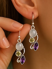 Недорогие Женская серьга-Женские серьги-подвески из лунного камня с винтажным серебряным дизайном, элегантные украшения в стиле бохо для вечеринок, свадеб и повседневной носки