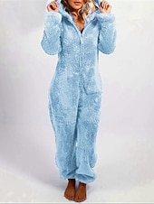 tanie Kombinezony krótkie i długie damskie-Damskie Normalny Kombinezon Moda miejska Jednokolorowe Długi rękaw Kaptur Zamek Urlop Codzienny Luźna Czarny Wino Czerwony Jesień