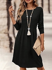Dames Mini-jurk Casual jurk Modern Buiten Vakantie Dagelijks Normale pasvorm Effen Lange mouw Strakke ronde hals Zwart Marineblauw Donkergroen Oranje Lente Herfst voordelige Trui Jurken-Dames Mini-jurk Casual jurk Modern Buiten Vakantie Dagelijks Normale pasvorm Effen Lange mouw Strakke ronde hals Zwart Marineblauw Donkergroen Oranje Lente Herfst