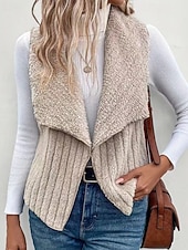 abordables Gilet-Femmes Gilet Chaud Confortable Fermeture éclair Occasionnel Uni Vacances Rue Occasionnel Tenue quotidienne Régulier Col Rabattu Coupe régulière Sans manches Vêtements d'extérieur Noir Blanche Bleu