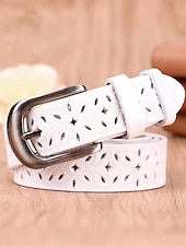 abordables Ceinture pour femme-Ceinture en cuir véritable pour femme – motif floral vintage sculpté avec boucle en métal, accessoire de taille rétro pour jeans, robes et tenues décontractées