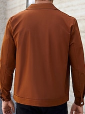preiswerte Lässige Jacken-Herren Leichte Jacke Hemdjacke Freizeitjacke Urlaub Täglich Atmungsaktiv Knöpfe Frühling Herbst Einfach Mode Klassisch Revers Regulär Braun Jacken