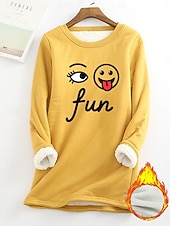 abordables Sweatshirts en polaire-Pull-over pour femme, sweat-shirt graphique, chaud, décontracté, duveteux, manches longues, col rond, régulier, streetwear, décontracté, jaune, rose, rose foncé, bleu, gris, printemps, automne, hiver