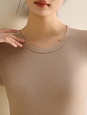 Χαμηλού Κόστους Γυναικεία Ρούχα Ύπνου-Γυναικεία Ισοθερμικά εσώρουχα Σετ Πυτζάμες Καθημερινό Ανατομικό Μονόχρωμες Ελαστική μέση Παντελόνι Σπίτι Καθημερινά Μακρυμάνικο Στρογγυλή Ψηλή Λαιμόκοψη