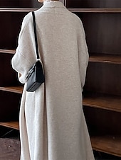 cheap Plain Pullover-Women&#039;s Long Dress Maxi Dress Knit Dress Casual Dress Dress Set Elegant Fashion Modern Outdoor Daily Going out Regular Fit Plain Long Sleeve Stand Collar Beige Winter Autumn