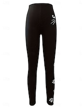 abordables -Mujer pantalones Polainas Leggings cómodos Vacaciones Vintage Ropa de calle Longitud total Cintura Media Graphic Animal Gato Cintura elástica Estampado Confortable Al Aire Libre Cómodo Alta