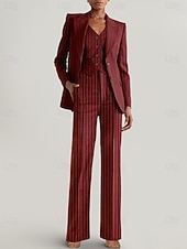 olcso Női öltönyök-Nadrág kosztüm 3 Részes Szett Anya a Menyasszony Tuxedo Esküvői Vendég Elegáns Blézer Rejtvénnyel Bokáig Érő Csíkos Hosszú Ujjú Zsebekkel