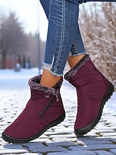 economico Stivali di neve e inverno-stivali da neve invernali caldi da donna con fodera in pelliccia sintetica e cerniera laterale, stivaletti antiscivolo impermeabili per l'uso all'aperto