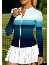 economico Camicia Donna-Per donna Geometrico Blocco di colori Sfumatura A righe Top Maglietta sportiva Maglia da tennis Maglietta da tennis Manica Lunga Cerniera Floreale UPF50+ Resistente ai Raggi UV Alta elasticit