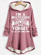 olcso Virágmintás felsők-Női Pulóver Hoodie pulóver Grafika Szöveg Alkalmi Comfrt Hosszú ujj Kapucni Hosszú felsők Utca Hétköznapi Nyomtatott Sötétrózsaszín Medence Szürke Ősz Tél