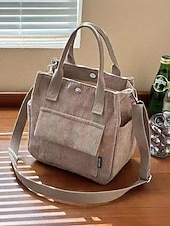 abordables Cabas et fourre-tout-Sac fourre-tout en velours côtelé pour femme avec bandoulière – Sac à main vintage décontracté pour le travail, les voyages, le shopping et le quotidien
