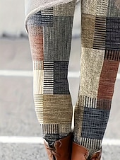 billiga -Dam Byxor Damasker Mysiga leggings Semester Vintage Streetwear Fullängd Naturlig Grafisk Geometrisk Lappverk Snörning Lappverk Elastisk midja Bekväm Utomhus Hög Elasisitet Utomhus Streetwear Semester