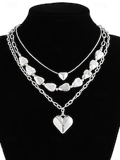 preiswerte Halskette für Damen-Damen-Mehrfachkette mit Herzanhänger – goldenes Kettenhalsband mit Perlenakzenten, Modeschmuck für Partys, Verabredungen und den Alltag