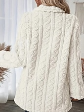 voordelige Fleece-gevoerde Jassen-Dames Fleecejack Teddy jas Houd Warm Ademend Zak Met fleece gevoerd Casual Effen Vakantie Straat Casual Alledaagse kleding Dubbele rij knopen Lang Ingesneden revers Normale pasvorm Lange mouw