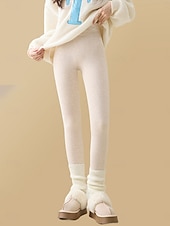 preiswerte Fleece gefütterte Leggings-Damen Fleecehose Leggings Mode Basic Lässig Volle Länge Hohe Taille Einfach Hoher Schnitt Bequem Weich Dehnbar Heim Täglich Hellgrau Dunkelgrau Schwarz Beige Sommer Frühling Herbst Winter Schmale