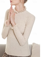 Pentru femei Pulover Plover Șic Stradă Casual Culoare solidă Guler Pe Gât Tricotat Manșon Lung Topuri obișnuite Tricotat Zilnic Ieșire Sfârșit de săptămână Negru Alb Toamnă Iarnă ieftine Culori Solide-Pentru femei Pulover Plover Șic Stradă Casual Culoare solidă Guler Pe Gât Tricotat Manșon Lung Topuri obișnuite Tricotat Zilnic Ieșire Sfârșit de săptămână Negru Alb Toamnă Iarnă