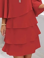  Dames Mini-jurk Feestjurk Cocktail jurk Bruiloft gast jurk Chiffon jurk Elegant Modieus Modern Buiten Avond Feest Feest Normale pasvorm Effen Korte mouw V-hals blauw Blozend Roze Rood Beige Zomer