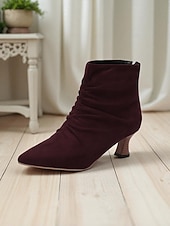 levne Kotníkové boty-Dámské Boty Slouchy boty Práce Denní Kotníkové boty Booties Zip Nízký tenký Palec do špičky Elegantní Módní Umělá kůže Zip Matná černá Zářivě černý Bordó